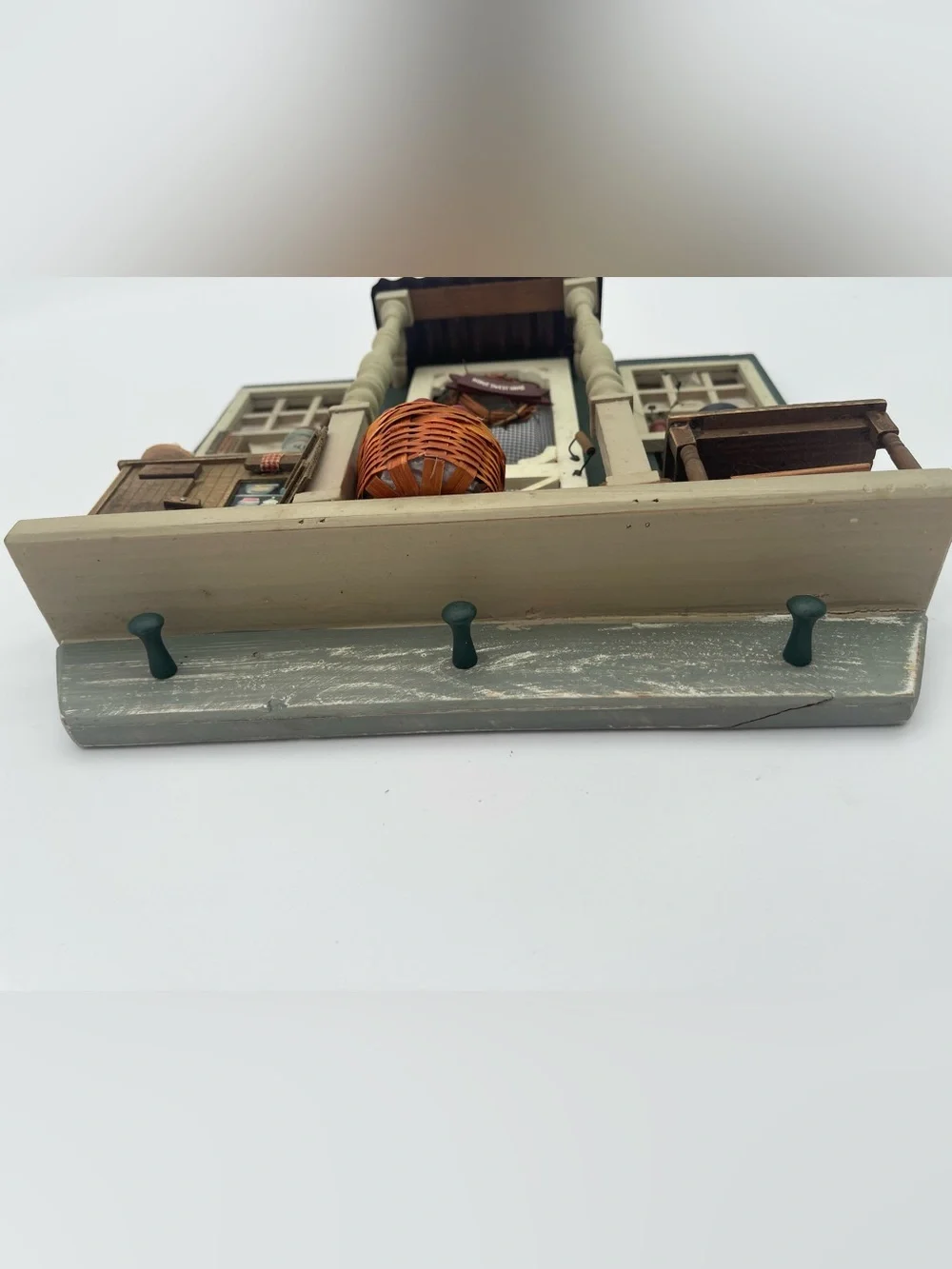 Country Cottagecore Apple Stand Miniature Room Box Diorama Wall Key Holder Vtg